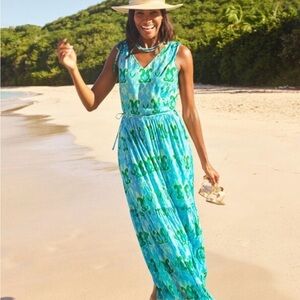 Talbots Blue and Green Floral Dress